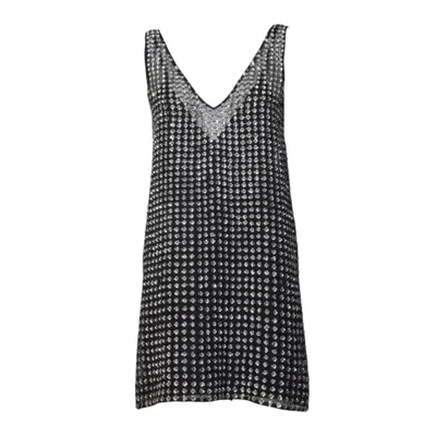 Max Mara Silk Organza Mini Dress With Floral Sequins In Black