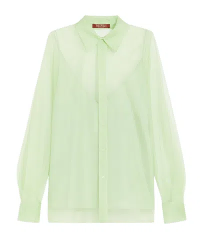 Max Mara Silk Organza Shirt In Acid Green