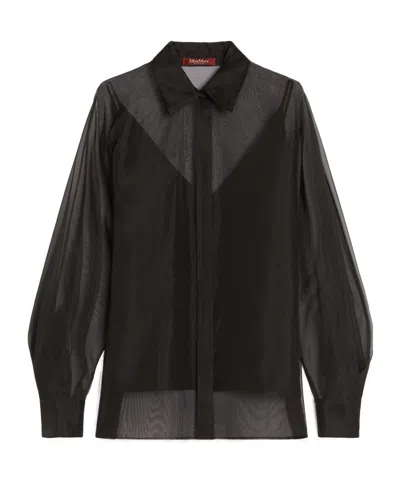 Max Mara Silk Organza Shirt In Black