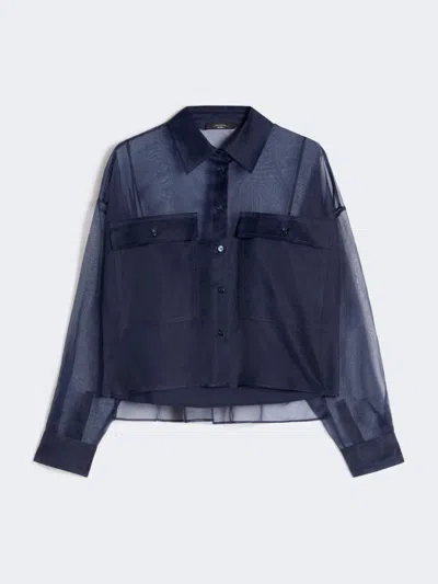 Max Mara Silk Organza Shirt In Blue