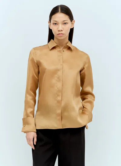 Max Mara Silk Organza Shirt In Brown