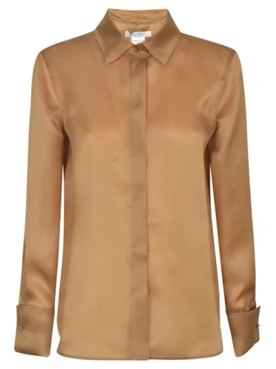 Max Mara Silk Organza Shirt In Brown