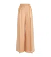 Max Mara Wide-leg Trousers In Sheer Organza With Pleated Detailing In Beige