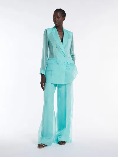 Max Mara Silk Organza Trousers In Blue