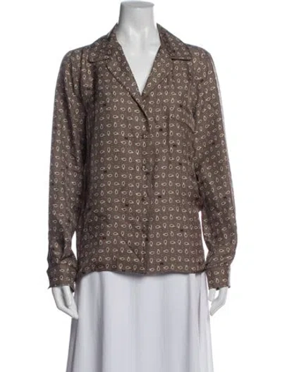 Pre-owned Max Mara Silk Paisley Print Blouse In Brown
