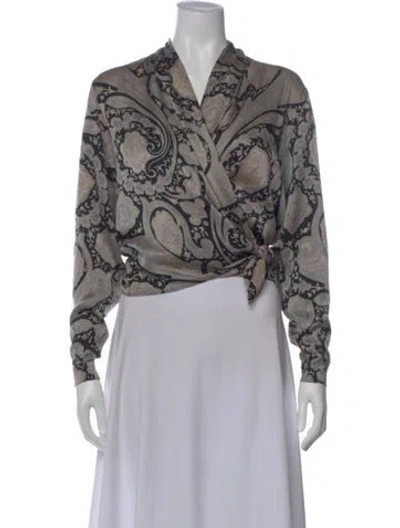 Pre-owned Max Mara Silk Paisley Print Blouse In Neutral