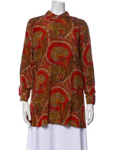Pre-owned Max Mara Silk Paisley Print Blouse In Red
