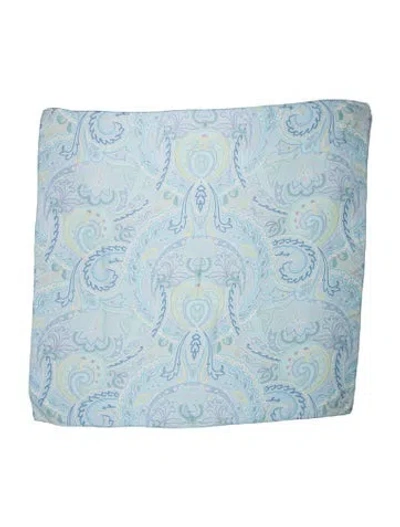 Pre-owned Max Mara Silk Paisley Print Scarf In Blue