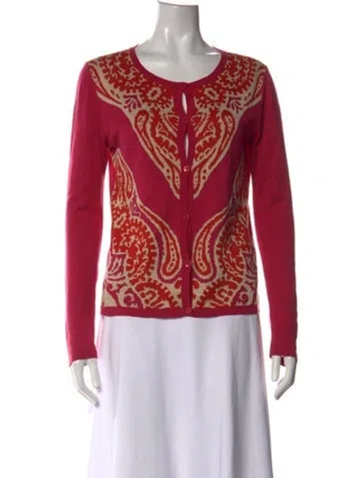 Pre-owned Max Mara Silk Paisley Print Sweater In Pink