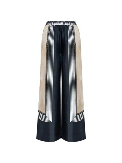 Max Mara Silk Palazzo Pants In Multi