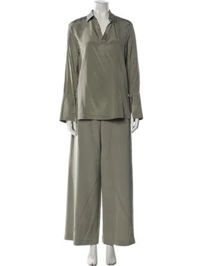 Pre-owned Max Mara Silk Pant Set In Green