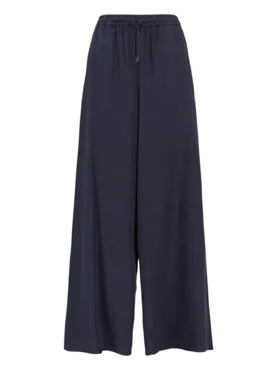 Max Mara Silk Pants In Blue