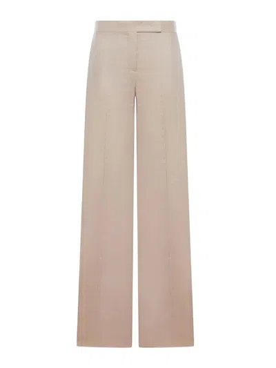 Max Mara Silk Pants In Neutral