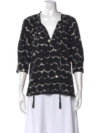 Pre-owned Max Mara Silk Patterned Blouse In Black