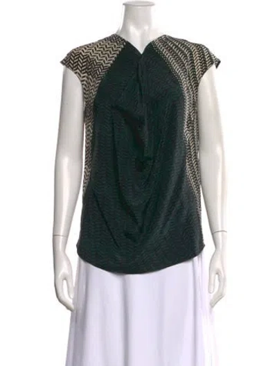 Pre-owned Max Mara Silk Patterned Blouse In Green