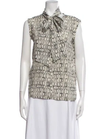 Pre-owned Max Mara Silk Patterned Blouse In Neutral