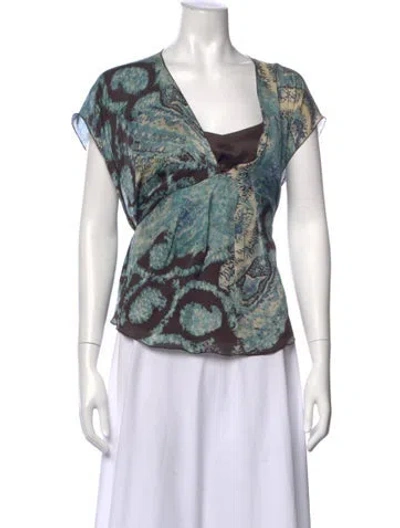 Pre-owned Max Mara Silk Patterned Blouse In Purple