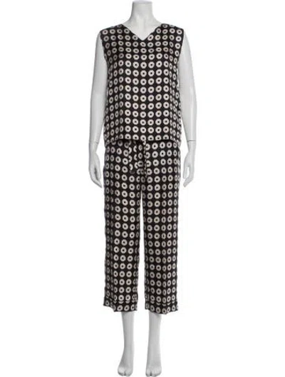 Pre-owned Max Mara Silk Patterned Pant Set In Black