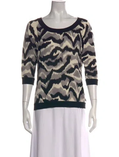 Pre-owned Max Mara Silk Patterned Sweater In Black/white