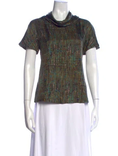 Pre-owned Max Mara Silk Patterned Top In Green