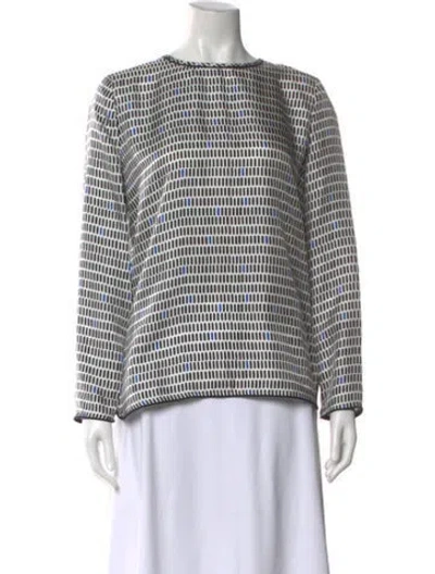 Pre-owned Max Mara Silk Plaid Print Blouse In Black