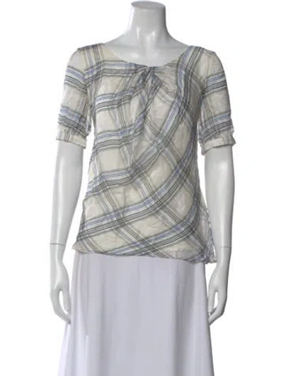 Pre-owned Max Mara Silk Plaid Print Blouse In Multi