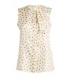 Max Mara Pegli Ruffled Polka-dot Silk-twill Blouse In Beige