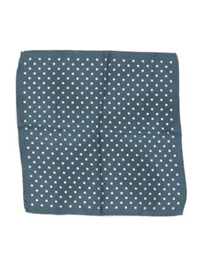 Pre-owned Max Mara Silk Polka Dot Pocket Square In Blue/white