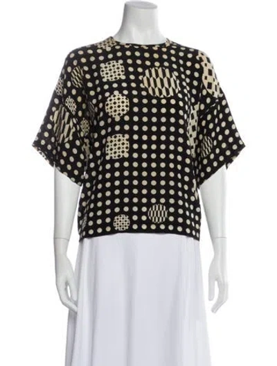 Pre-owned Max Mara Silk Polka Dot Print Blouse In Black