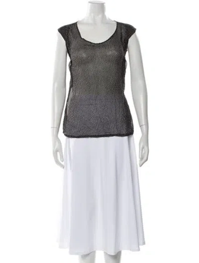 Pre-owned Max Mara Silk Polka Dot Print Top In Gray