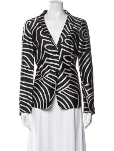 Pre-owned Max Mara Silk Printed Blazer In Black