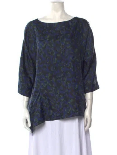 Pre-owned Max Mara Silk Printed Blouse In Blue
