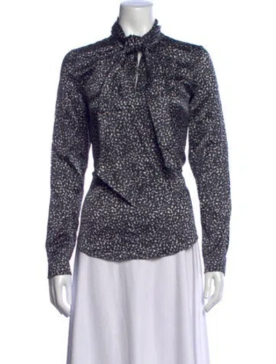 Pre-owned Max Mara Silk Printed Blouse In Blue