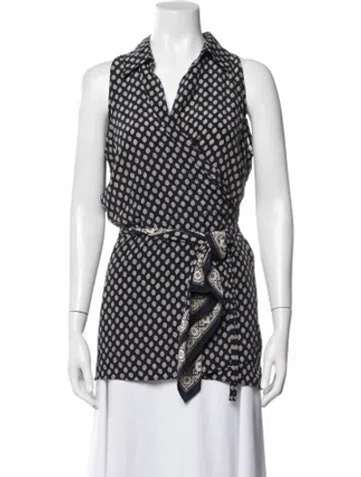 Pre-owned Max Mara Silk Printed Blouse In Blue
