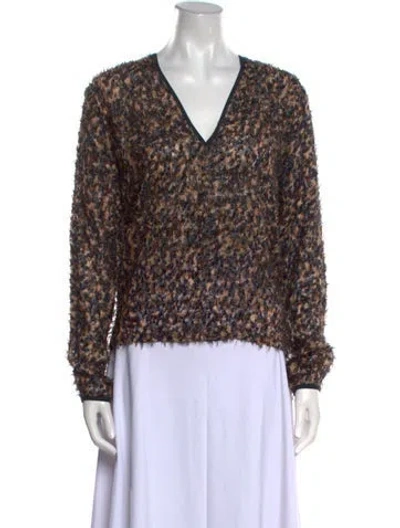 Pre-owned Max Mara Silk Printed Blouse In Brown