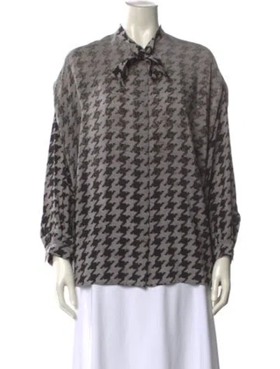 Pre-owned Max Mara Silk Printed Blouse In Gray