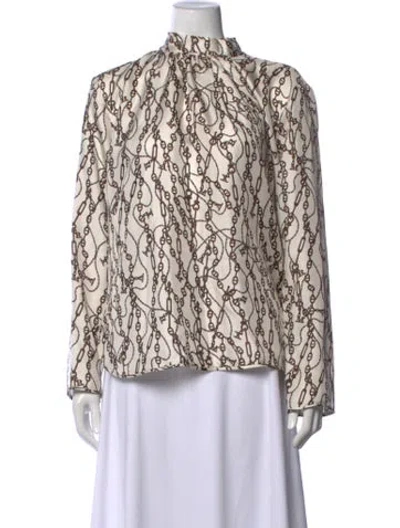 Pre-owned Max Mara Silk Printed Blouse In Neutral