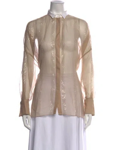 Pre-owned Max Mara Silk Printed Blouse In Neutrals