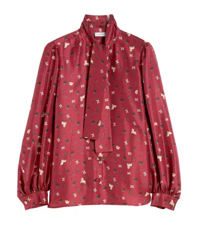 Max Mara Silk Printed Blouse In Red