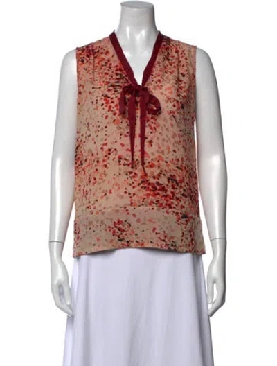 Pre-owned Max Mara Silk Printed Blouse In Red
