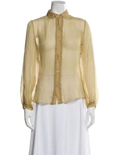 Pre-owned Max Mara Silk Printed Blouse In Yellow