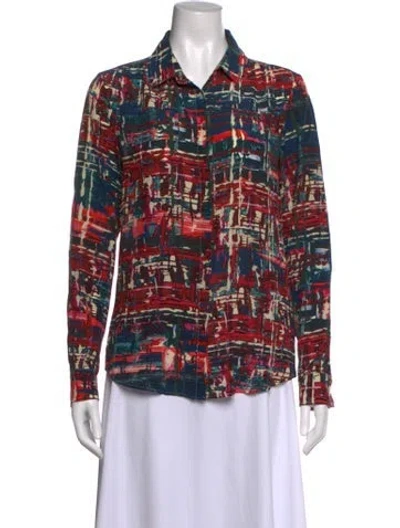 Pre-owned Max Mara Silk Printed Button-up Top In Multi