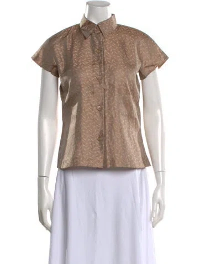 Pre-owned Max Mara Silk Printed Button-up Top In Neutral
