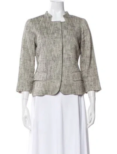 Pre-owned Max Mara Silk Printed Evening Jacket In Gray