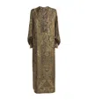 Max Mara Silk Printed Maxi Tunic Dress In Green