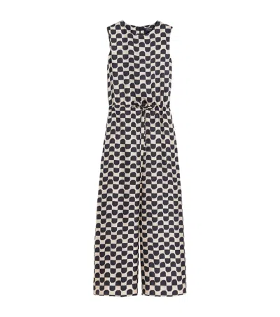 Max Mara Silk Printed Ronchi Jumpsuit In Black