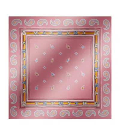 Max Mara Silk Printed Scarf In Beige