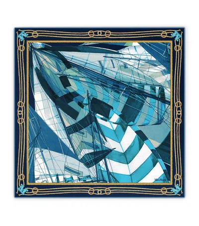 Max Mara Silk Printed Scarf In Blue