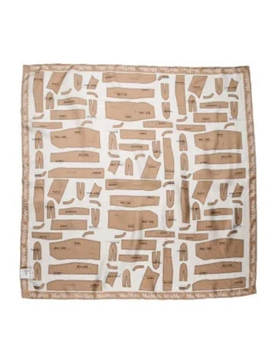 Pre-owned Max Mara Silk Printed Scarf In Brown