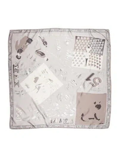 Pre-owned Max Mara Silk Printed Scarf In Gray